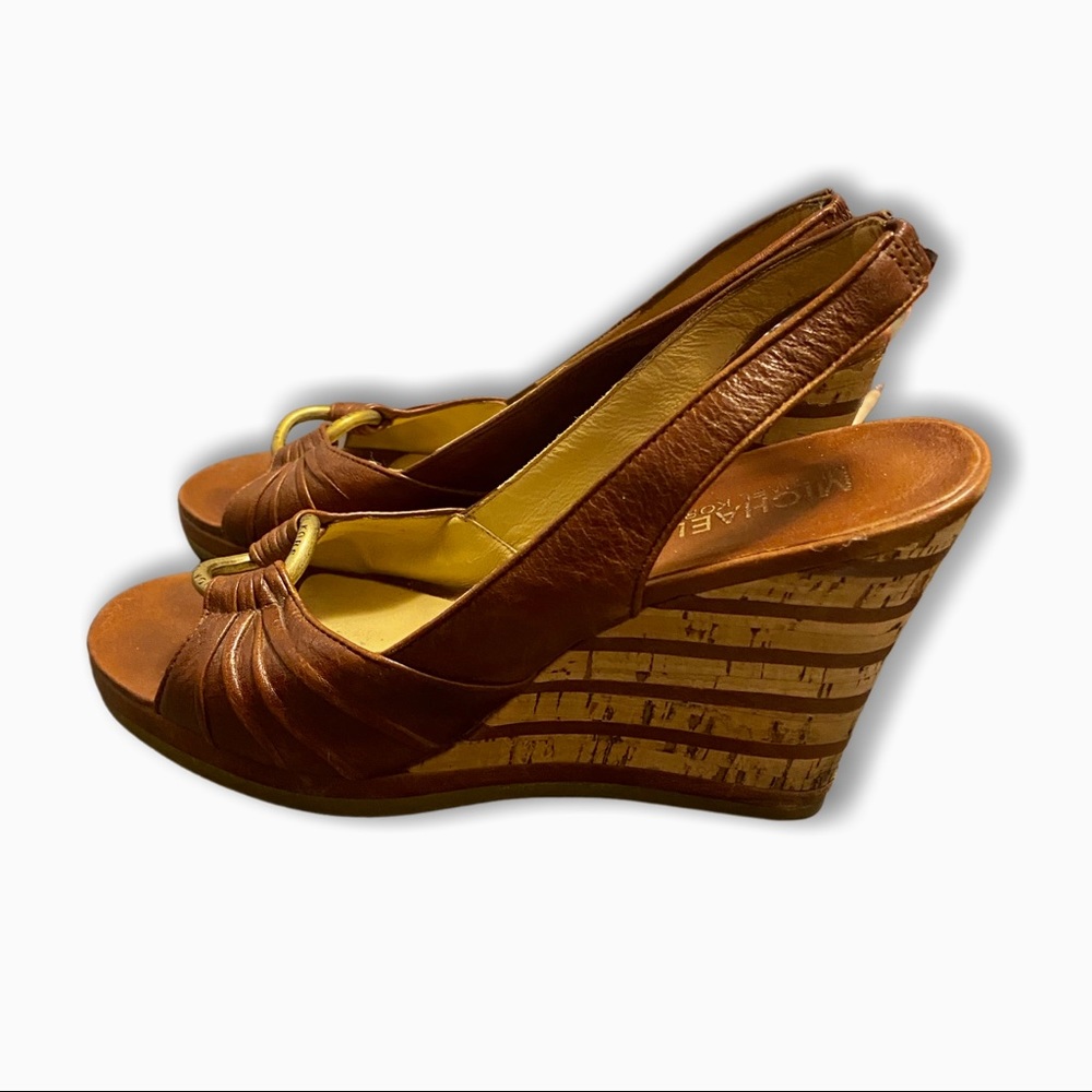 Michael Kors Slingback Wedge Heel Sandals Leather